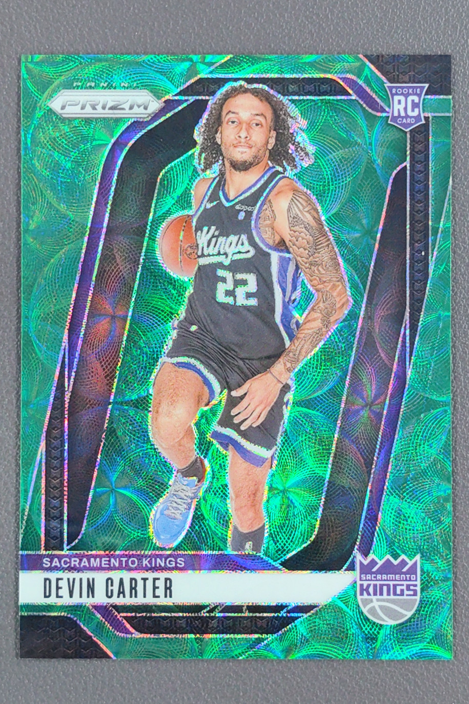2024-25 Panini Prizm Devin Carter Choice Green RC Rookie /8 #231 Kings
