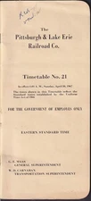 Pittsburgh & Lake Eris RR Employee Timetable #21 4/30 1967