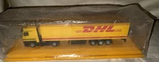 DHL Model Semi Truck Mercedes Benz in Display Case HO