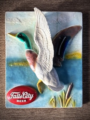 Vintage Falls City Mallard Duck 1967  Chalkware Wall Plaque 18 x14.5 