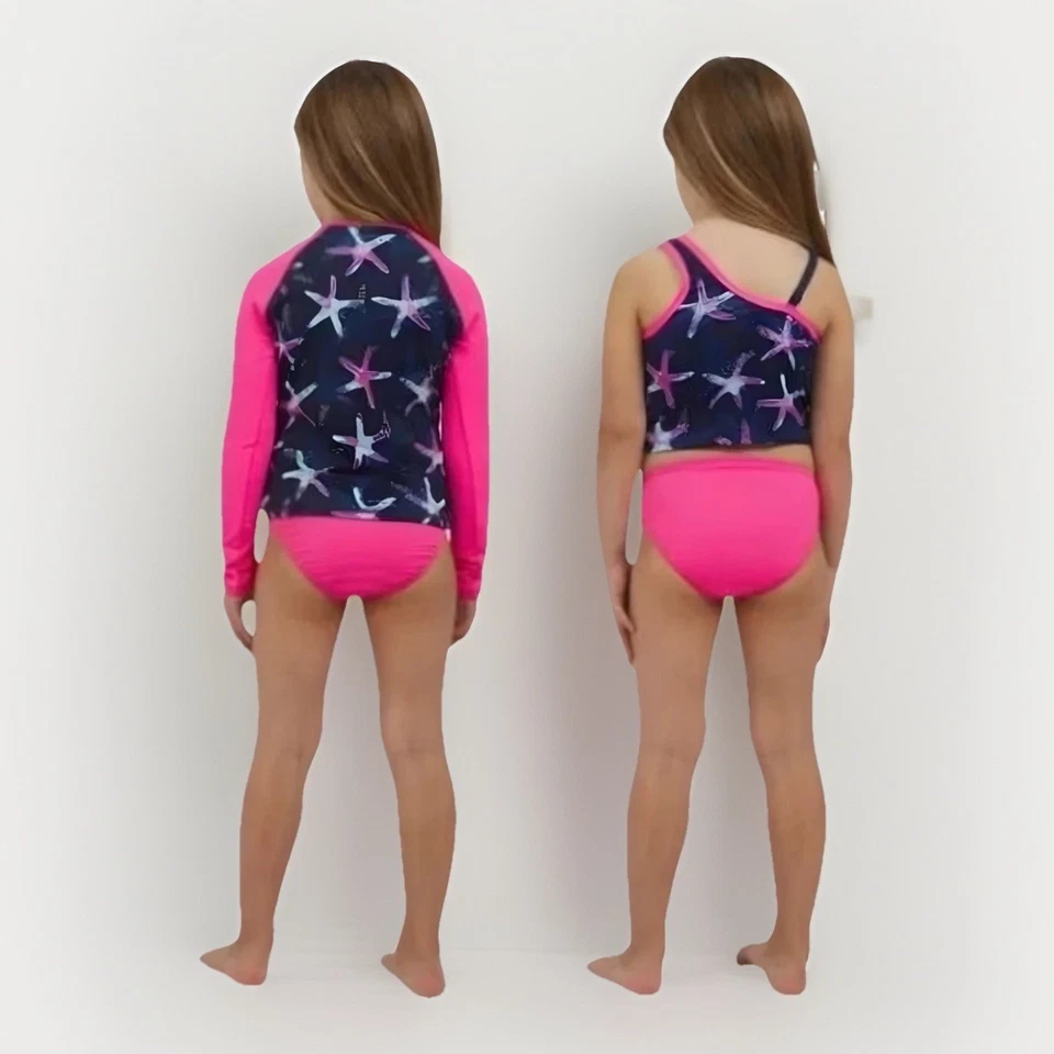Lands’ End 3 Piezas Bikini Protección contra Erupciones Conjunto de Natación Niñas Rosa Talla 2T Manga Larga Foto 4 de 4