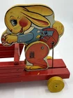 Vintage Fisher-Price #466 Busy Bunny Cart Wooden Pull Toy 1940s