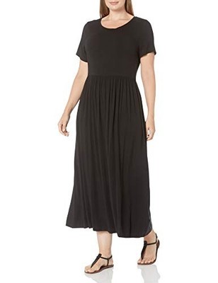Maxikleid Damen Ärmellos Tailliert Schwarz XXL Amazon Essentials Baumwolle