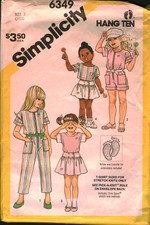 6349 Vintage Simplicity Sewing Pattern Girls 1980s Jumpsuit Skirt Top Shirt OOP