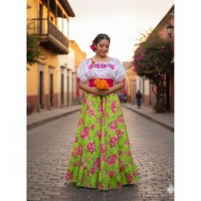 Mexican SINGLE circle practice skirt folklorico 35 inches