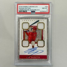 Shohei Ohtani 2018 Panini Chronicles Cornerstones Quad Jersey RC Auto 82/99 PSA