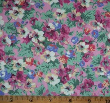 Country Floral on Mauve Pink Fabric 1 Yard 100 Cotton