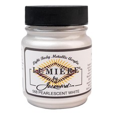 Jacquard Lumiere 2.25oz Fabric Paint Pearlescent White - Metallic Paint for