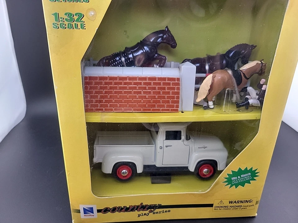1999 NEW RAY COUNTRY PLAY SERIES TOY 3 Horses 2 Riders Pickup Jumping Fence Wall - Image 2 of 4