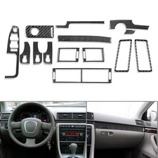 16Pcs Real Carbon Fiber Interior Cover Trim Full Set For Audi A4 S4 B7 2005-2008