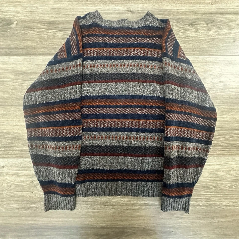 Suéter Grunge Abuelo De Colección Adulto Grande Rayas Peso Pesado Neutros Años 90 Usado en Excelente Condición Foto 2 de 4