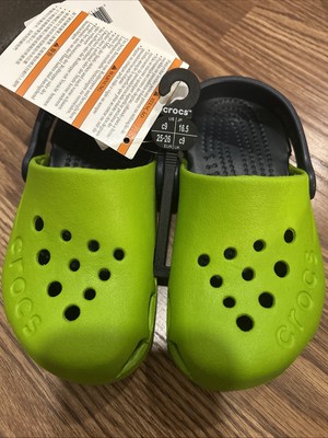 Crocs Electro Children C9 Clog Shoes Roomy Fit Volt Green/navy