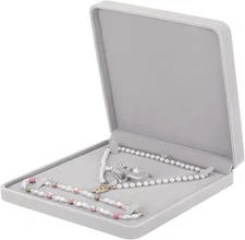 LETURE Velvet Jewelry Set Box, Gift Box for 7.5*7.5*1.6 inches, Grey 