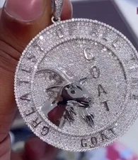 3Ct Round Cut Moissanite Custom Circular Medal Charm Pendant 925 Sterling Silver