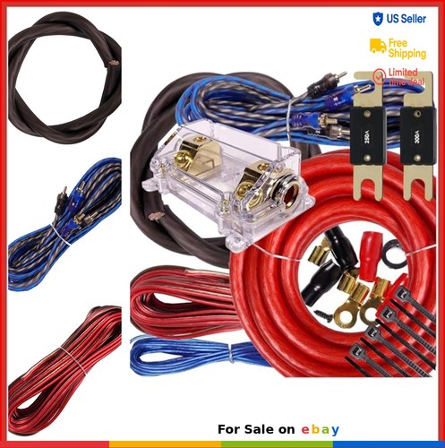 Amplifier Wiring Kit 0 Gauge 5000W Power Car Audio Install 250A 300A Fuse