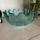Blenko Lotus Bowl Large 10.5” Sea Green Textured Glass Serving Bowl Vintage MCM