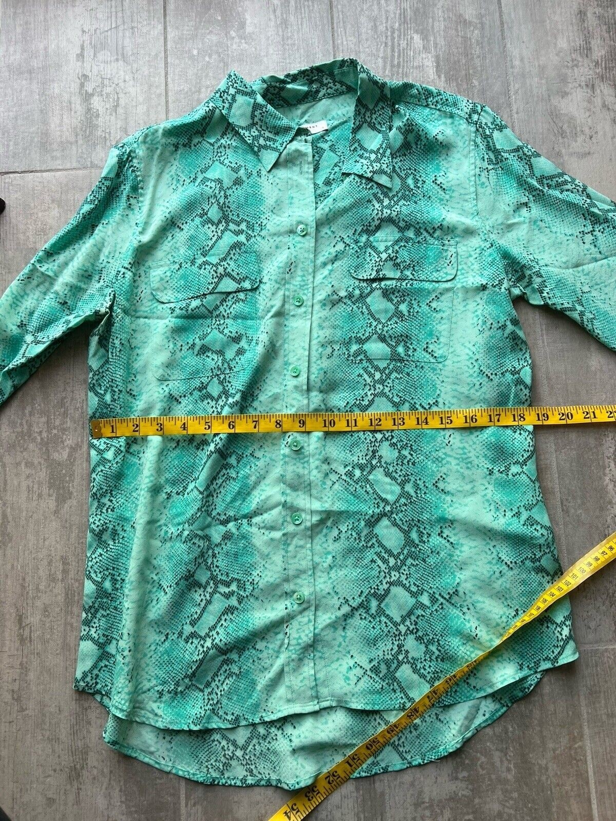 $220 EQUIPMENT Signature Python Blouse Aqua Marin… - image 10