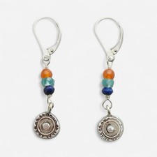 Sundance Catalog Silver Sundrop Earrings Carnelian Lapis Apatite Sterling Dangle