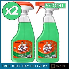 2 x MR MUSCLE PLATINUM WINDOW & GLASS CLEANER SPRAY 500ML STREAK FREE SHINE NEW