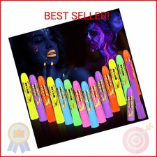 15PCS Glow Body Face Paint,Glow in The Under UV Light or Black Light,Makeup Fa