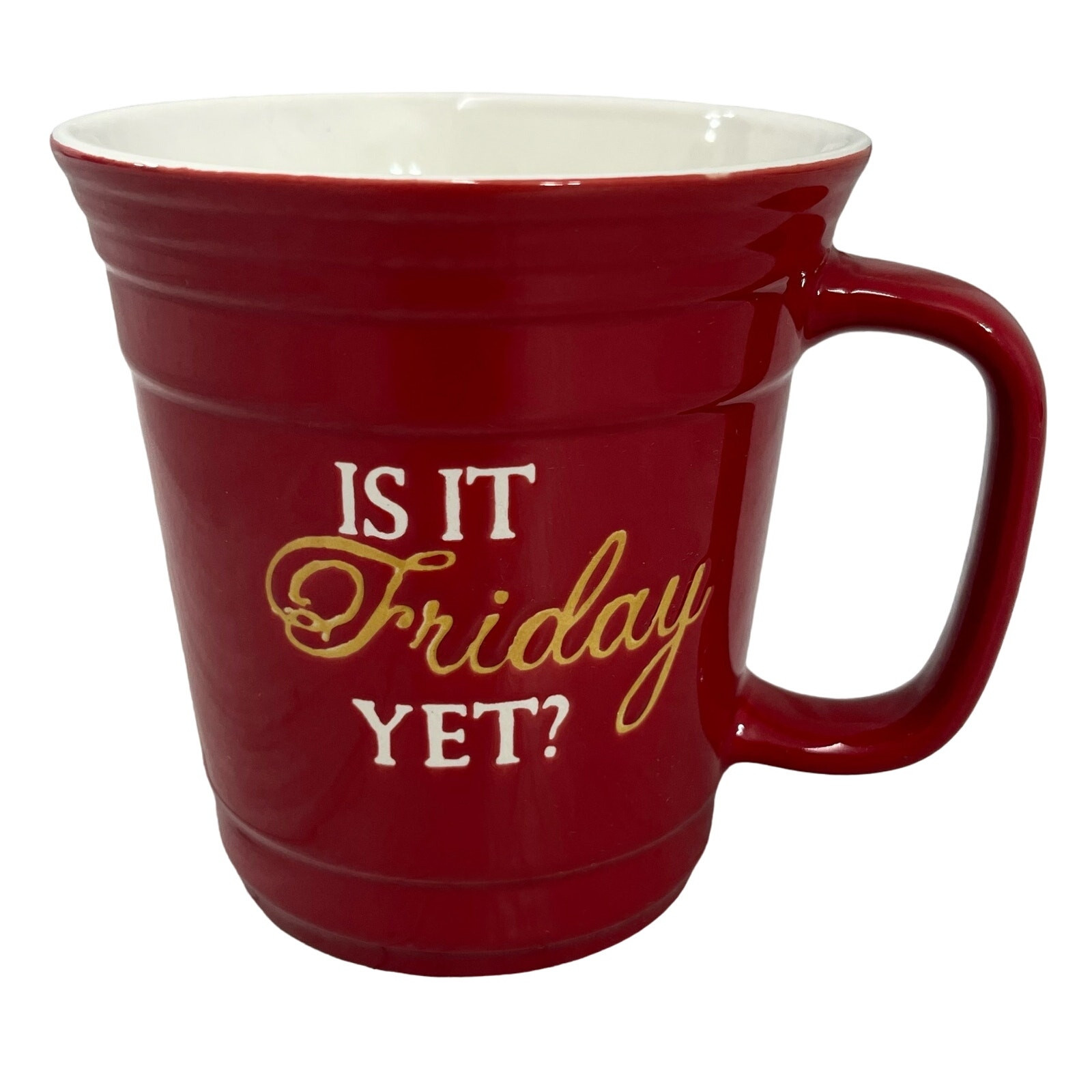 Is It Friday Yet Red Mug Funny Work Gift Coffee Tea