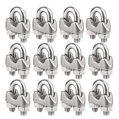 12Pcs Wire rope clamp M3, bow rope clamp stainless steel for steel cable/steel w