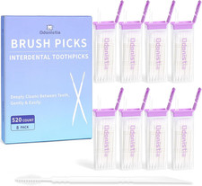 Plastic Toothpicks for Braces, Soft Bristle, 520Ct 8Pack