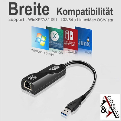 Adapter USB 3.0 auf Gigabit LAN Ethernet Netzwerk RJ45 10/100/1000 Network 15cm