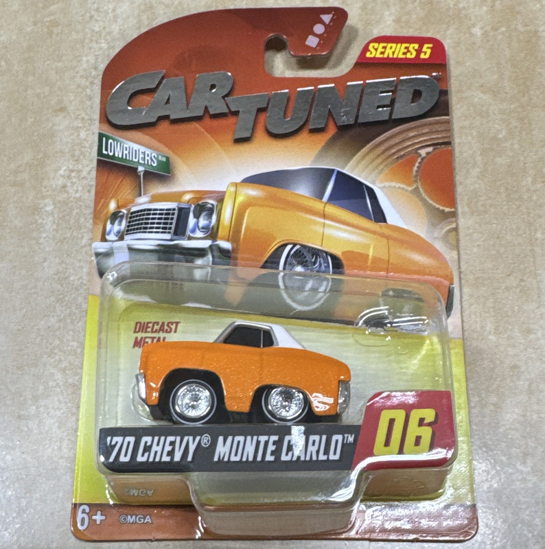 MGA Car Tuned Series 5 Lowriders 1970 Chevy Monte Carlo #06 Orange Diecast