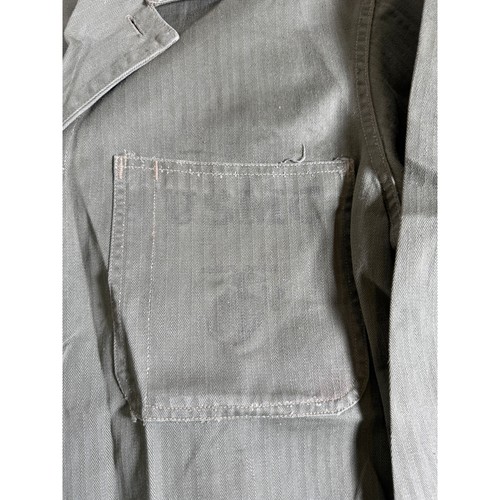 Vintage WWII USMC P-41 HBT Stenciled Utility Jacket Coat LARGE Herringbone 40s - Picture 6 of 12