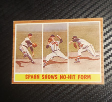 Topps 1962 Warren Spahn #312 Milwaukee Braves Spahn Shows No-Hit Form