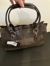 COACH TRACOLLA/BORSA A MANO NUOVA CON ETICHETTA ORIGINALE $398.000 PELLE MOGANO