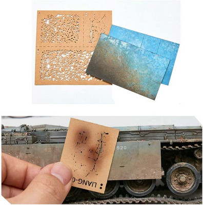 Acxico 1Set DIY Decoration Weathering Airbrush Stencils Tools for 1/35 1/48 1/72