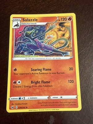 Salazzle 028/202 Near  Mint B1G1F Sword Shield Pokemon Card Tomokazu Komiya Art