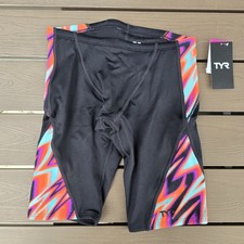 TYR Durafast Elite Swimsuit Disarray Youth Boy's Jammer Black/multi Sz 26 NEW