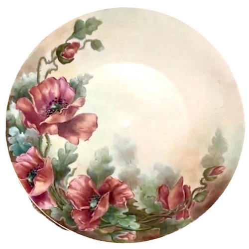 RARE ANTIQUE 1800s Sevres BAVARIA Hand Painted 11.25" POPPY POPPIES PLATE