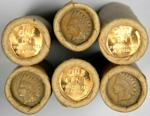1908 Indian End BU Wheat End Estate Sale Wheat Rolls Unsearched Coin Pennies