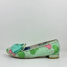 POETIC LICENSE Seafoam Embroidered Floral Bow Ballet Flats Women’s Sz 7.5 EU 38