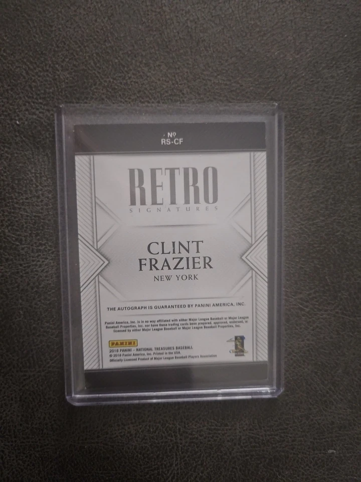 2018 PANINI NATIONAL TREASURES RETRO SIGNATURES CLINT FRAZIER AUTOGRAPH RC #/99 - Image 2 of 2