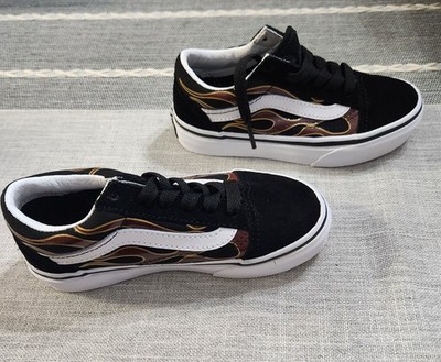 Vans Old Skool Metallic Flame Black Suede,  Boys 11