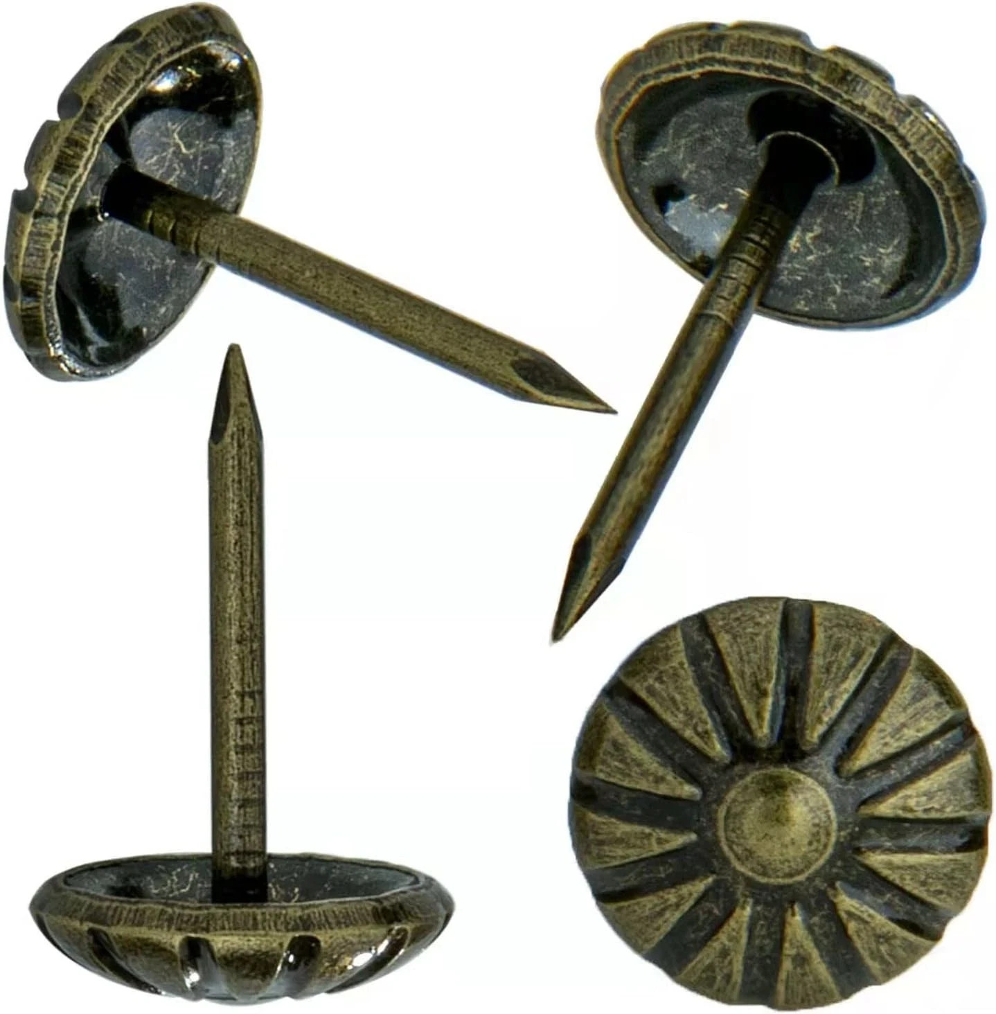 Upholstery Tacks for Decorative, Furniture Nails Antique Brass