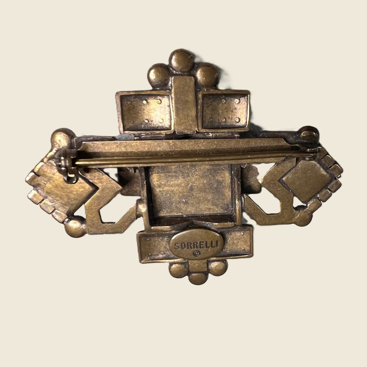 Signed Sorrelli Geometric Statement Brooch Brass … - image 5