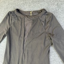 Express Black Illusion Mesh V-Neck Long Sleeve Bodycon Dress S