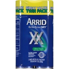 Arrid XX Extra Extra Dry Ultra Clear Aerosol Antiperspirant Deodorant, Twin Pack