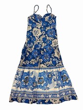Farm Rio Blue Full Of Flowers Organic Cotton Midi Dress - Size L