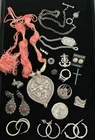 133g Antique Vintage Sterling Silver LOT Judith Ripka HOOPS Rings Brooch Cross