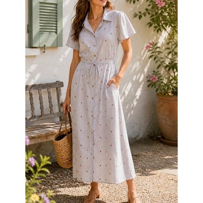 Draper James Women Shirt Dress Blue White XS Star Pinstripe Flutter Sleeve