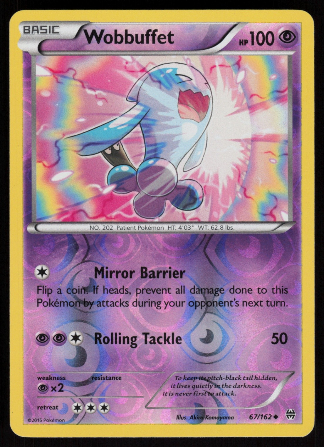 Reverse Holo Wobbuffet 67/162 XY - BREAKthrough Akira Komayama  Pokemon TCG Card