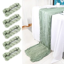 6 Pack Sage Green Cheesecloth Table Runner Semi-Transparent Fabric 35 X 120 I...