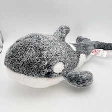 Fiesta Orca Whale Plush 14" Sparkle Blue Eyes Gray White Fur Marine Stuffed Toy